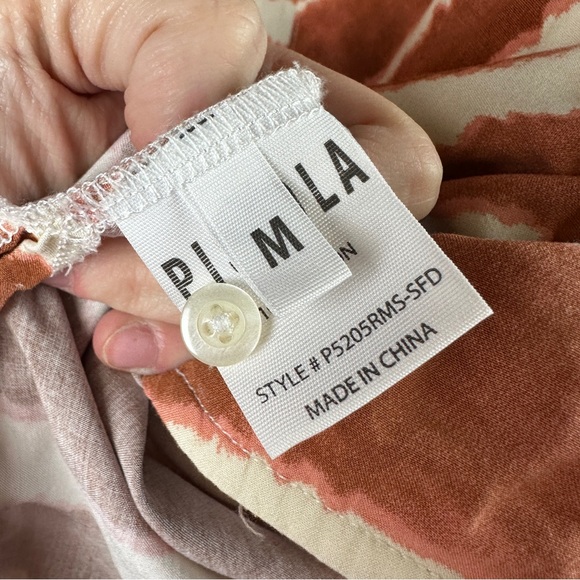 Pistola relaxed fit rust orange tiger stripe button down short sleeve blouse - Picture 4 of 6